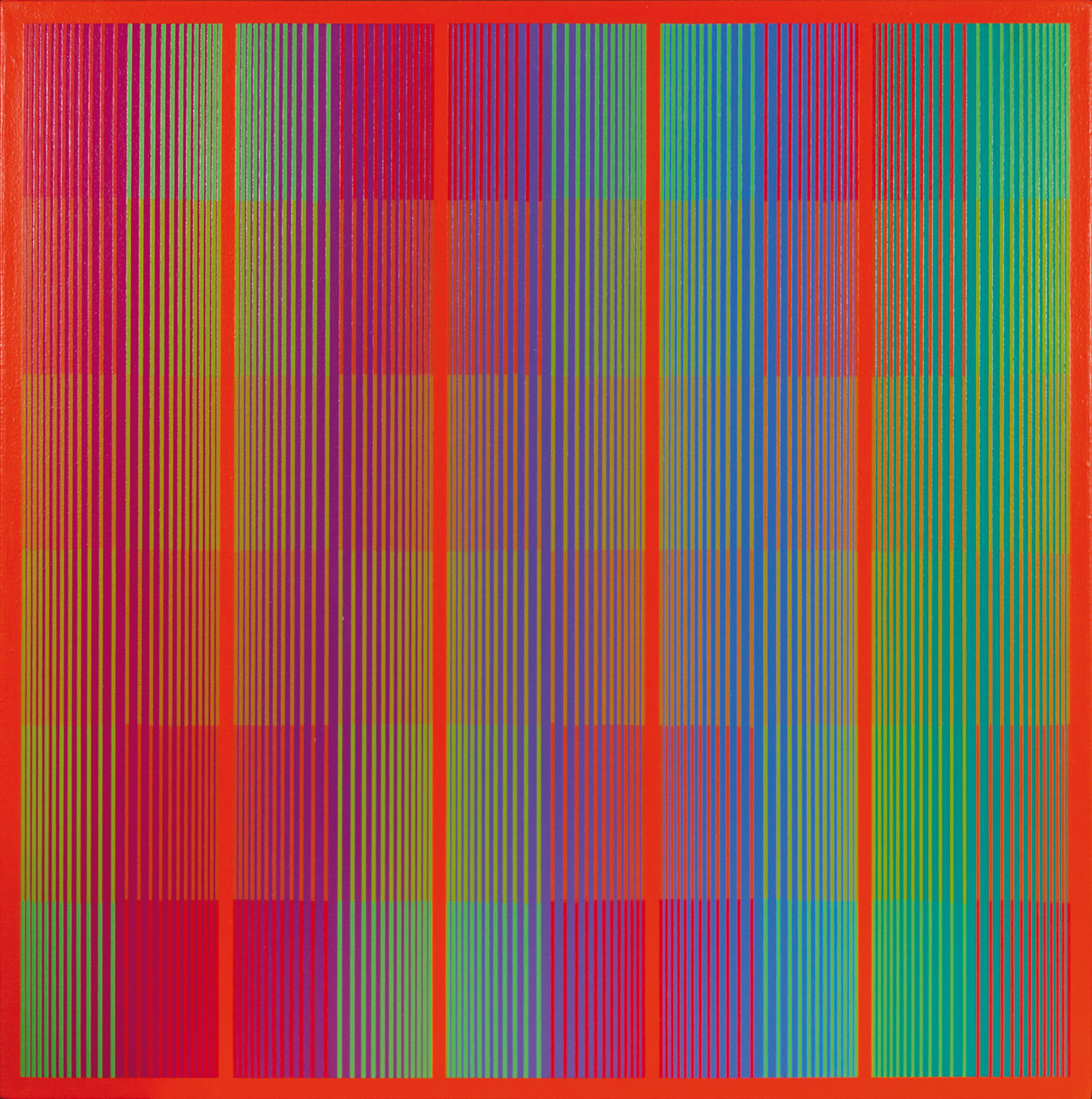 80_Richard Anuszkiewicz_Spectral with red_1983_91,4x91,4_Acrilico su tela