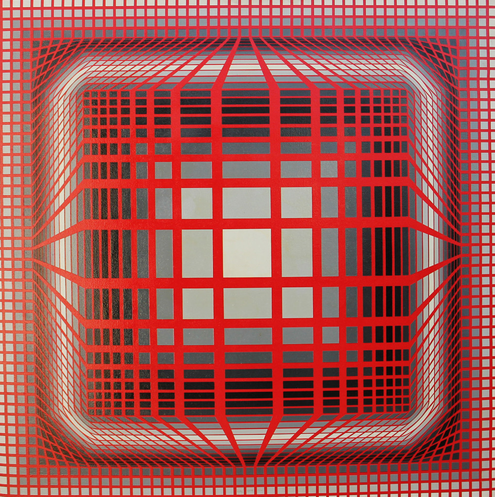 Victor Vasarely olio su tela  cm 100 x 100 anno 1983